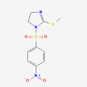 molecular formula C10H11N3O4S2 B2388251 2-Methylsulfanyl-1-(4-nitrophenyl)sulfonyl-4,5-dihydroimidazole CAS No. 868216-44-8