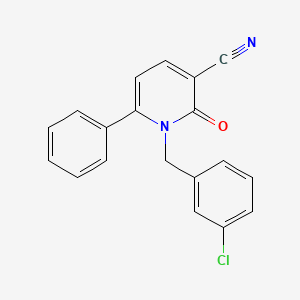 molecular formula C19H13ClN2O B2388254 1-(3-Chlorobenzyl)-2-oxo-6-phenyl-1,2-dihydro-3-pyridinecarbonitrile CAS No. 339108-94-0