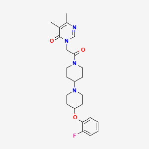 molecular formula C24H31FN4O3 B2388259 3-(2-(4-(2-fluorophenoxy)-[1,4'-bipiperidin]-1'-yl)-2-oxoethyl)-5,6-dimethylpyrimidin-4(3H)-one CAS No. 1705692-95-0