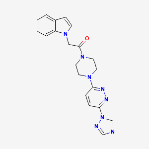 molecular formula C20H20N8O B2388263 1-(4-(6-(1H-1,2,4-triazol-1-yl)pyridazin-3-yl)piperazin-1-yl)-2-(1H-indol-1-yl)ethanone CAS No. 1797333-32-4