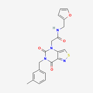 molecular formula C20H18N4O4S B2388266 N-(2-furylmethyl)-2-[6-(3-methylbenzyl)-5,7-dioxo-6,7-dihydroisothiazolo[4,3-d]pyrimidin-4(5H)-yl]acetamide CAS No. 1251703-85-1