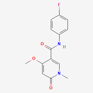 molecular formula C14H13FN2O3 B2388268 N-(4-fluorophenyl)-4-methoxy-1-methyl-6-oxo-1,6-dihydropyridine-3-carboxamide CAS No. 2034319-10-1
