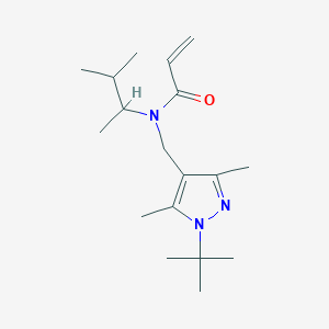 molecular formula C18H31N3O B2388283 N-[(1-Tert-butyl-3,5-dimethylpyrazol-4-yl)methyl]-N-(3-methylbutan-2-yl)prop-2-enamide CAS No. 2411279-19-9