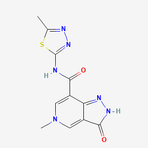 molecular formula C11H10N6O2S B2388288 5-methyl-N-(5-methyl-1,3,4-thiadiazol-2-yl)-3-oxo-3,5-dihydro-2H-pyrazolo[4,3-c]pyridine-7-carboxamide CAS No. 1226430-49-4