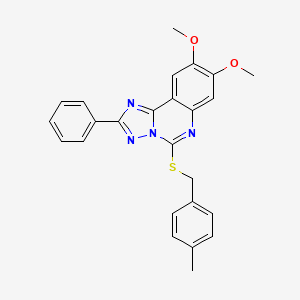 molecular formula C25H22N4O2S B2388293 8,9-Dimethoxy-5-[(4-methylbenzyl)thio]-2-phenyl[1,2,4]triazolo[1,5-c]quinazoline CAS No. 902593-74-2