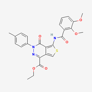 molecular formula C25H23N3O6S B2388294 5-[(2,3-二甲氧基苯甲酰)氨基]-3-(4-甲苯基)-4-氧代噻吩并[3,4-d]嘧啶-1-羧酸乙酯 CAS No. 851948-17-9