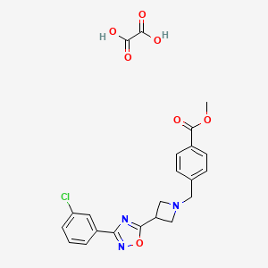 molecular formula C22H20ClN3O7 B2388301 Methyl 4-((3-(3-(3-chlorophenyl)-1,2,4-oxadiazol-5-yl)azetidin-1-yl)methyl)benzoate oxalate CAS No. 1448028-28-1