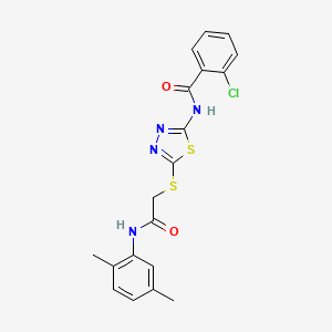 molecular formula C19H17ClN4O2S2 B2388302 2-chloro-N-(5-((2-((2,5-dimethylphenyl)amino)-2-oxoethyl)thio)-1,3,4-thiadiazol-2-yl)benzamide CAS No. 392295-04-4