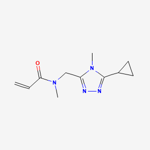 molecular formula C11H16N4O B2388303 N-[(5-Cyclopropyl-4-methyl-1,2,4-triazol-3-yl)methyl]-N-methylprop-2-enamide CAS No. 2411218-95-4