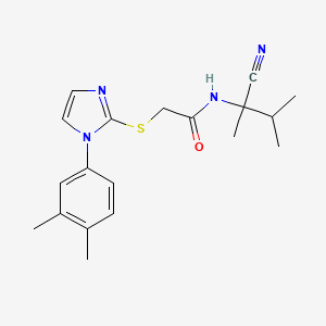 N-(2-cyano-3-methylbutan-2-yl)-2-[1-(3,4-dimethylphenyl)imidazol-2-yl]sulfanylacetamide