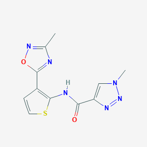 molecular formula C11H10N6O2S B2388331 1-methyl-N-(3-(3-methyl-1,2,4-oxadiazol-5-yl)thiophen-2-yl)-1H-1,2,3-triazole-4-carboxamide CAS No. 2034244-01-2