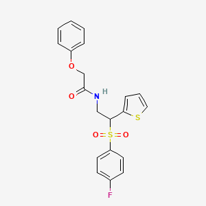 molecular formula C20H18FNO4S2 B2388332 N-(2-((4-氟苯基)磺酰基)-2-(噻吩-2-基)乙基)-2-苯氧基乙酰胺 CAS No. 896327-21-2