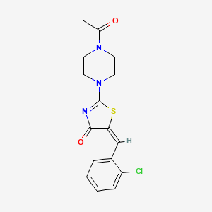 molecular formula C16H16ClN3O2S B2388333 (E)-2-(4-acetylpiperazin-1-yl)-5-(2-chlorobenzylidene)thiazol-4(5H)-one CAS No. 577695-64-8