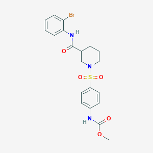 molecular formula C20H22BrN3O5S B2388343 Methyl (4-((3-((2-bromophenyl)carbamoyl)piperidin-1-yl)sulfonyl)phenyl)carbamate CAS No. 326025-10-9