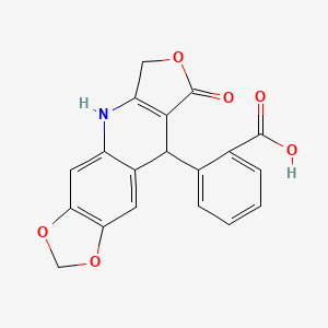 molecular formula C19H13NO6 B2388354 2-(8-Oxo-5,6,8,9-tetrahydro[1,3]dioxolo[4,5-g]furo[3,4-b]quinolin-9-yl)benzenecarboxylic acid CAS No. 882747-22-0