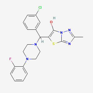 molecular formula C22H21ClFN5OS B2388355 5-((3-Chlorophenyl)(4-(2-fluorophenyl)piperazin-1-yl)methyl)-2-methylthiazolo[3,2-b][1,2,4]triazol-6-ol CAS No. 851969-46-5