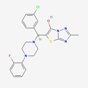 molecular formula C22H21ClFN5OS B2388355 5-((3-クロロフェニル)(4-(2-フルオロフェニル)ピペラジン-1-イル)メチル)-2-メチルチアゾロ[3,2-b][1,2,4]トリアゾール-6-オール CAS No. 851969-46-5