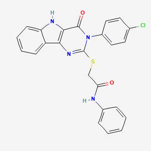 molecular formula C24H17ClN4O2S B2388370 2-[[3-(4-chlorophenyl)-4-oxo-5H-pyrimido[5,4-b]indol-2-yl]sulfanyl]-N-phenylacetamide CAS No. 536714-58-6