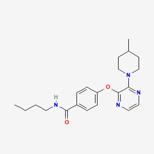 molecular formula C21H28N4O2 B2388373 N-butyl-4-{[3-(4-methylpiperidin-1-yl)pyrazin-2-yl]oxy}benzamide CAS No. 1326910-66-0