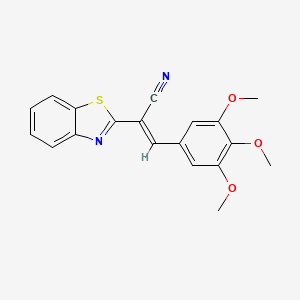 molecular formula C19H16N2O3S B2388374 (2E)-2-(1,3-benzothiazol-2-yl)-3-(3,4,5-trimethoxyphenyl)prop-2-enenitrile CAS No. 1363533-17-8