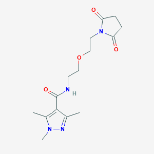 molecular formula C15H22N4O4 B2388382 N-(2-(2-(2,5-dioxopyrrolidin-1-yl)etoxi)etil)-1,3,5-trimetil-1H-pirazol-4-carboxamida CAS No. 2034202-50-9