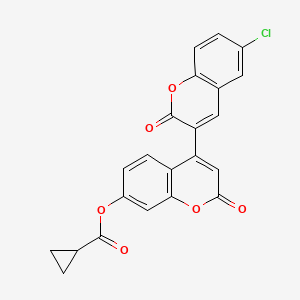 molecular formula C22H13ClO6 B2388383 4-(6-Chloro-2-oxochromen-3-yl)-2-oxochromen-7-yl cyclopropanecarboxylate CAS No. 896033-91-3