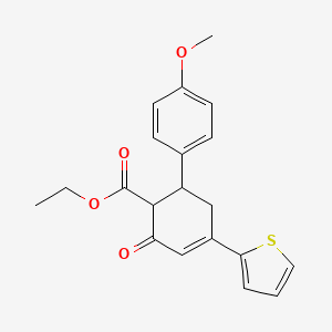 molecular formula C20H20O4S B2388390 6-(4-甲氧基苯基)-2-氧代-4-(噻吩-2-基)环己-3-烯-1-羧酸乙酯 CAS No. 109979-75-1