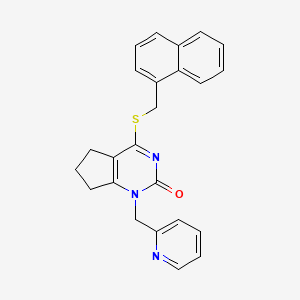 molecular formula C24H21N3OS B2388391 4-((naphthalen-1-ylmethyl)thio)-1-(pyridin-2-ylmethyl)-6,7-dihydro-1H-cyclopenta[d]pyrimidin-2(5H)-one CAS No. 899958-03-3