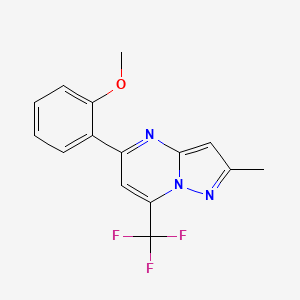 molecular formula C15H12F3N3O B2388397 5-(2-Methoxyphenyl)-2-methyl-7-(trifluoromethyl)pyrazolo[1,5-a]pyrimidine CAS No. 679421-43-3