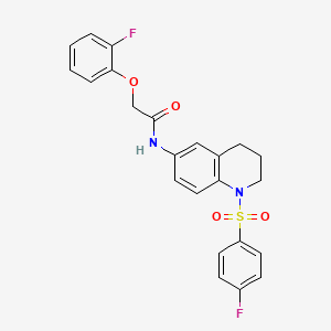 molecular formula C23H20F2N2O4S B2388399 2-(2-氟苯氧基)-N-(1-((4-氟苯基)磺酰基)-1,2,3,4-四氢喹啉-6-基)乙酰胺 CAS No. 1005293-81-1