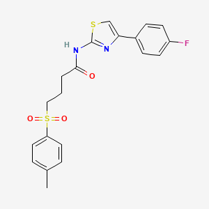 molecular formula C20H19FN2O3S2 B2388401 N-(4-(4-fluorophenyl)thiazol-2-yl)-4-tosylbutanamide CAS No. 922984-04-1