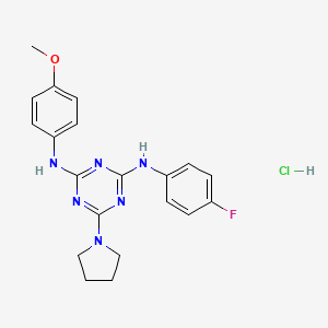 N2-(4-fluorophenyl)-N4-(4-methoxyphenyl)-6-(pyrrolidin-1-yl)-1,3,5-triazine-2,4-diamine hydrochloride