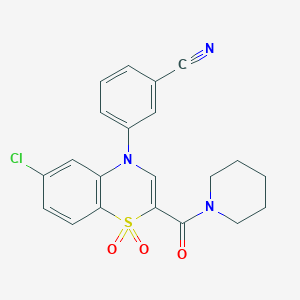 3-(6-chloro-1,1-dioxido-2-(piperidine-1-carbonyl)-4H-benzo[b][1,4]thiazin-4-yl)benzonitrile