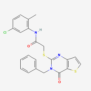 molecular formula C22H18ClN3O2S2 B2388412 2-({3-苄基-4-氧代-3H,4H-噻吩并[3,2-d]嘧啶-2-基}硫代)-N-(5-氯-2-甲基苯基)乙酰胺 CAS No. 1252909-91-3