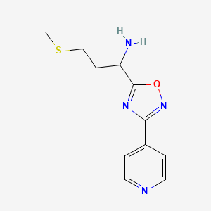 molecular formula C11H14N4OS B2388413 3-(Methylsulfanyl)-1-[3-(pyridin-4-yl)-1,2,4-oxadiazol-5-yl]propan-1-amine CAS No. 1040041-02-8