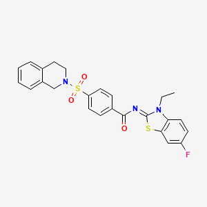 molecular formula C25H22FN3O3S2 B2388420 (E)-4-((3,4-dihydroisoquinolin-2(1H)-yl)sulfonyl)-N-(3-ethyl-6-fluorobenzo[d]thiazol-2(3H)-ylidene)benzamide CAS No. 850910-30-4