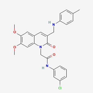 N-(3-chlorophenyl)-2-(6,7-dimethoxy-2-oxo-3-((p-tolylamino)methyl)quinolin-1(2H)-yl)acetamide