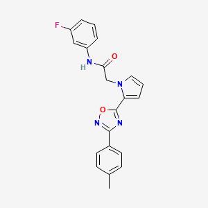 molecular formula C21H17FN4O2 B2388436 N-(3-fluorophenyl)-2-{2-[3-(4-methylphenyl)-1,2,4-oxadiazol-5-yl]-1H-pyrrol-1-yl}acetamide CAS No. 1260623-27-5