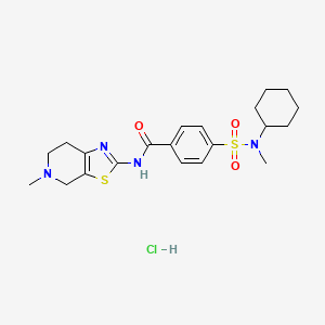 molecular formula C21H29ClN4O3S2 B2388443 4-(N-环己基-N-甲基磺酰基)-N-(5-甲基-4,5,6,7-四氢噻唑并[5,4-c]吡啶-2-基)苯甲酰胺盐酸盐 CAS No. 1185108-08-0