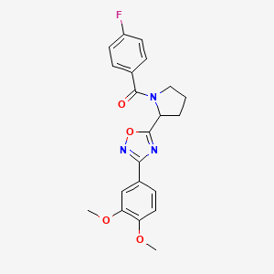 molecular formula C21H20FN3O4 B2388450 3-(3,4-Dimethoxyphenyl)-5-[1-(4-fluorobenzoyl)pyrrolidin-2-yl]-1,2,4-oxadiazole CAS No. 1798499-73-6
