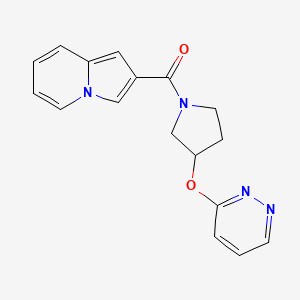 molecular formula C17H16N4O2 B2388458 Indolizin-2-yl(3-(pyridazin-3-yloxy)pyrrolidin-1-yl)methanone CAS No. 2034255-26-8
