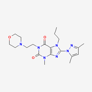 molecular formula C20H29N7O3 B2388464 8-(3,5-二甲基-1H-吡唑-1-基)-3-甲基-1-(2-吗啉乙基)-7-丙基-1H-嘌呤-2,6(3H,7H)-二酮 CAS No. 1013972-18-3