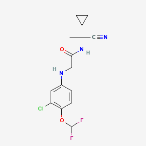 molecular formula C15H16ClF2N3O2 B2388465 2-{[3-chloro-4-(difluoromethoxy)phenyl]amino}-N-(1-cyano-1-cyclopropylethyl)acetamide CAS No. 1043264-35-2