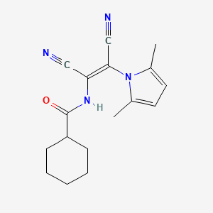 molecular formula C17H20N4O B2388470 N-[(Z)-1,2-dicyano-2-(2,5-dimethylpyrrol-1-yl)ethenyl]cyclohexanecarboxamide CAS No. 860789-64-6