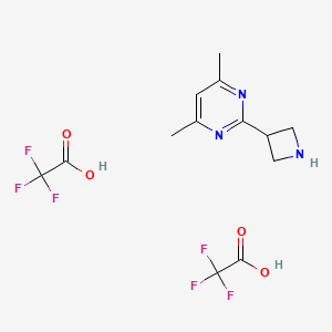 molecular formula C13H15F6N3O4 B2388476 2-(Azetidin-3-yl)-4,6-dimethylpyrimidine, bis(trifluoroacetic acid) CAS No. 2060062-87-3