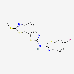 molecular formula C16H9FN4S4 B2388478 N-(6-fluoro-1,3-benzothiazol-2-yl)-2-methylsulfanyl-[1,3]thiazolo[4,5-g][1,3]benzothiazol-7-amine CAS No. 862976-28-1