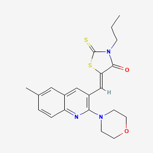 molecular formula C21H23N3O2S2 B2388484 (Z)-5-((6-methyl-2-morpholinoquinolin-3-yl)methylene)-3-propyl-2-thioxothiazolidin-4-one CAS No. 886171-47-7