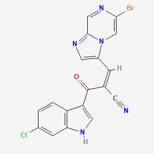 molecular formula C18H9BrClN5O B2388485 (Z)-3-(6-Bromoimidazo[1,2-a]pyrazin-3-yl)-2-(6-chloro-1H-indole-3-carbonyl)prop-2-enenitrile CAS No. 1376448-38-2