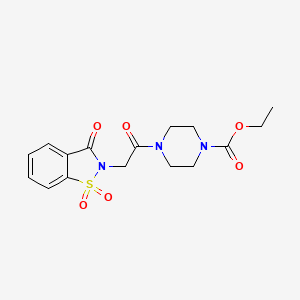 molecular formula C16H19N3O6S B2388488 ethyl 4-(2-(1,1-dioxido-3-oxobenzo[d]isothiazol-2(3H)-yl)acetyl)piperazine-1-carboxylate CAS No. 445265-08-7