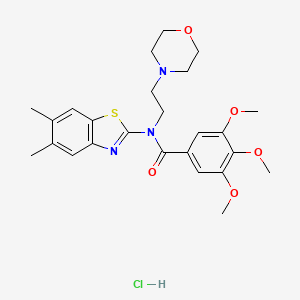 molecular formula C25H32ClN3O5S B2388492 N-(5,6-dimethylbenzo[d]thiazol-2-yl)-3,4,5-trimethoxy-N-(2-morpholinoethyl)benzamide hydrochloride CAS No. 1216571-85-5